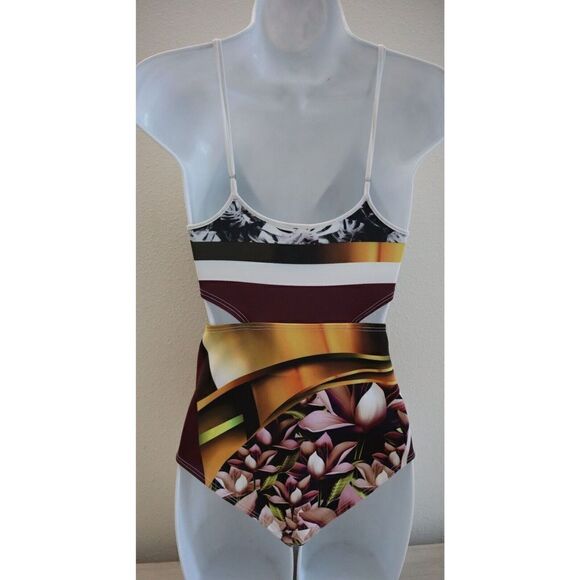 Clover Canyon Women's Sz S Multicolor Floral Side Cutout 1-Pc Bathing Suit $250 - Picture 2 of 5